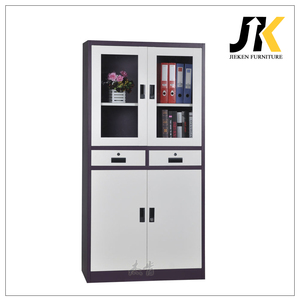 Armoire de classement moderne en métal <span class=keywords><strong>avec</strong></span> porte semi-vitrée, design démontable, armoire en fer multifonctionnelle <span class=keywords><strong>avec</strong></span> 2 tiroirs en métal - Product Image 1