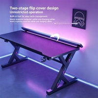 Bureau d'angle moderne pour ordinateur, table de jeu avec LED