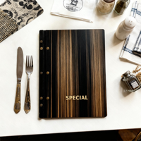 Kustom Folder Menu kayu ukuran terukir papan Menu restoran penutup Menu buku untuk A4 dan huruf