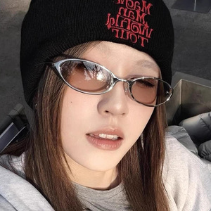 Custom Logo 2026 Fashion Women <b>Small</b> <b>Frame</b> Cat Eye <b>Sunglasses</b> UV400 Metal Y2k Oval Sun Glasses for Men - Product Image 2