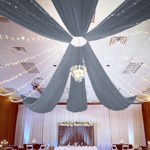 Cortinas suaves drapeadas de gasa blanca larga para escenario de cumpleaños y decoración de fondo de boda - Product Image 3