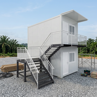 Maison préfabriquée en conteneurs à 2 étages, maison modulaire en conteneurs détachable avec escalier et balcon pour chantier de construction, dortoir, bureau