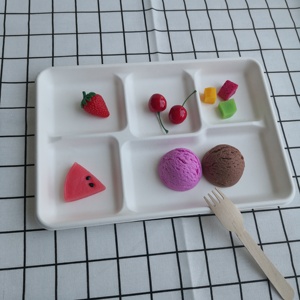 <span class=keywords><strong>Assiette</strong></span> de bagasse compostable <span class=keywords><strong>jetable</strong></span> écologique à 5 compartiments Plateau alimentaire blanc avec 5 compartiments - Product Image 6