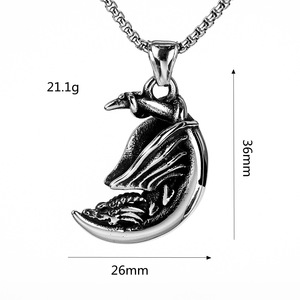 สร้อยคอจี้รูปมังกรสแตนเลสสำหรับผู้ชายรูปทรงสัตว์ไม่สมมาตรเครื่องประดับแฟชั่นสำหรับการจับคู่เสื้อผ้า - Product Image 5