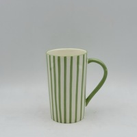Mug à café en céramique personnalisé avec logo et emballage, tasse en céramique rayée peinte à la main pour la maison, le bureau, l'hôtel, cadeau promotionnel, non en stock