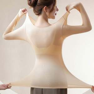 Pakaian Kebugaran Tanpa Jahitan Musim Gugur dan Musim Dingin untuk Wanita Pakaian Yoga Ramping Atasan Olahraga Lengan Panjang Bernapas Leher Bulat - Product Image 5