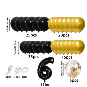 Negro oro 1st 2nd confeti globos de látex arco Kit guirnalda conjunto bebé niña niño Feliz cumpleaños decoración fiesta suministros - Product Image 4