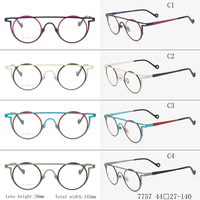 Nouvelle vente flash, lunettes de soleil élégantes et uniques en titane pur 7757, monture ronde vintage colorée unisexe