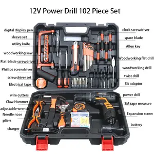 Fournisseur d'usine 16/28/35/91/102/112 pièces ensemble d'outils électriques sans fil Kit d'outils électriques à main électrique ensemble de boîtes ensemble d'outils de perceuse électrique