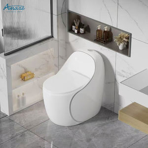 फैक्टरी लक्जरी गोल अंडे का आकार एक टुकड़ा शौचालय धूमकेतु सिफन रंग पानी की अलमारी फर्श माउंट - Product Image 3