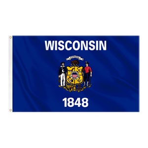 Wholesale 3x5 Foot Wisconsin State <b>Flag</b> Custom National <b>Flag</b> Double Stitched Polyester Brass Grommets for Events Celebration - Product Image 1