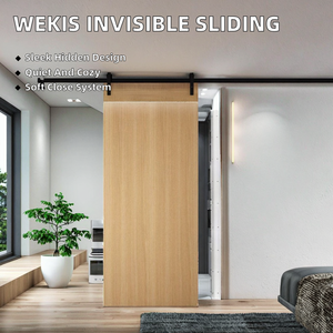 WEKIS Concealed Sliding <b>Barn</b> <b>Door</b> <b>Hardware</b> Invisible Magic Trackless Two-way Buffer Soundproof Soft Close Bathroom Entry - Product Image 2