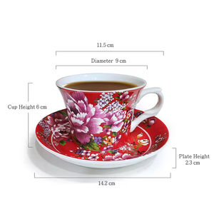 Taza de Cerámica con Estampado de Transferencia de Agua, Diseño Floral Oriental Tradicional, Calidad Premium, Suministro Directo de Fábrica - Product Image 3