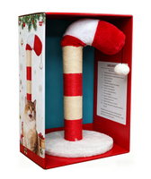 Arbre à chat interactif en sisal durable en forme de patte de chat et de canne à sucre pour chatons et chats adultes – Divertissement de Noël