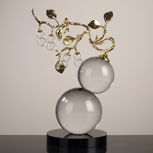 Ornement de gourde en cristal moderne minimaliste, rond, blanc, décoration de salon, cadeau de déménagement - Product Image 1