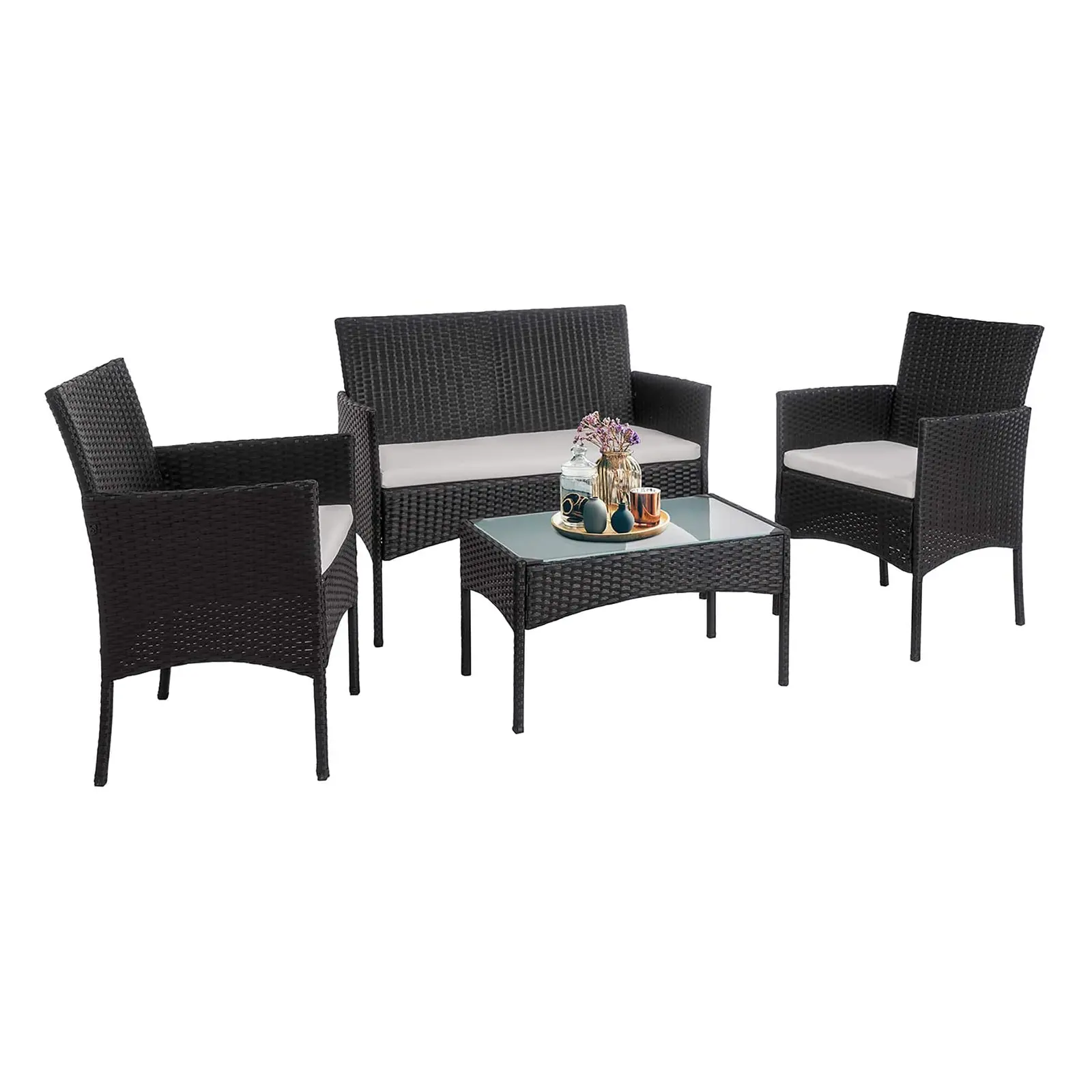 Patio möbel 4 Piece Wicker Outdoor Conversation Set - outdoor wicker rattan möbel garten möbel sofa set.