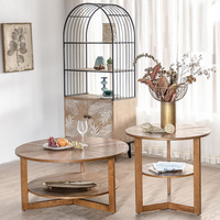 Vente en gros de meubles, table basse en bois massif, bois naturel, style rustique, table basse ronde en bois et en fer