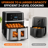 Freidora de Aire Eléctrica con Ventana Visible, Gran Capacidad, Cesta Única, Pantalla Táctil, Cocina sin Aceite