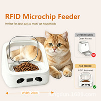 Distributeur automatique intelligent pour animaux de compagnie avec détection par puce RFID, anti-effraction, alimentation programmée pour ménages multi-chats avec double alimentation