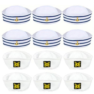 Chapeau <span class=keywords><strong>marin</strong></span> marine Yacht bleu capitaine chapeau avec chapeau de voile blanc pour accessoire de Costume adulte bébé femmes enfant - Product Image 6