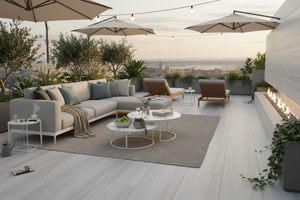 Losa grande de madera blanca de lujo al mejor precio, acabado natural a rayas para suelo de hotel - Product Image 6