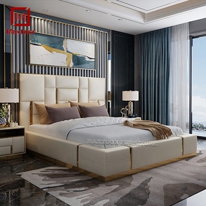 Italiano di lusso in legno massello letto King Size con comodino bianco Master camera da letto morbida casa camera da letto Set di mobili - Product Image 5