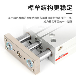 กระบอกลมสามแกนพร้อมแกนนำทาง TCM20 25 32 40 50S ตัวกระบอกอะลูมิเนียมแบบสองทาง - Product Image 5