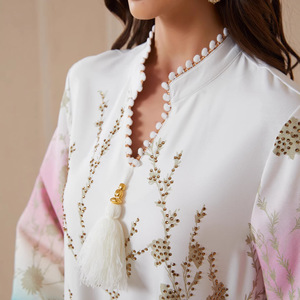Vestido Abaya Floral con Degradado Hafizah para Mujer, Túnica Larga Musulmana con Pedrería, Manga Campana, Caftán Islámico, Jalabiya - Product Image 5