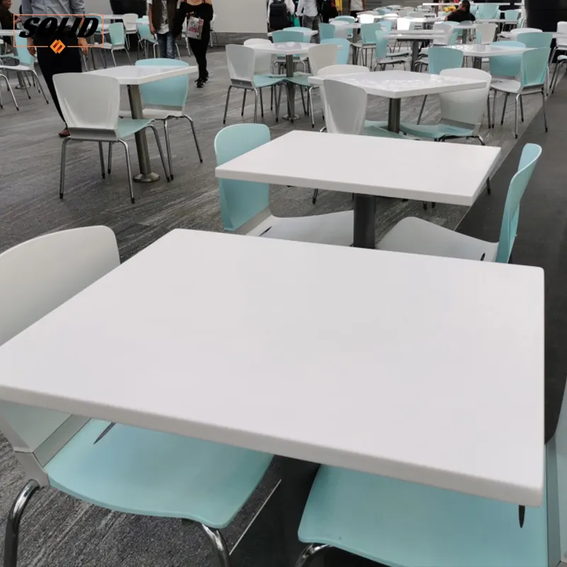 Meubles de surface en acrylique pur table basse bureau de restauration rapide table à manger de restaurant en pierre artificielle