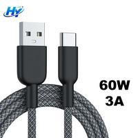 Câble de charge rapide 60W PD 3A USB A vers Type-C, synchronisation des données, cordon tressé en nylon pour téléphone, ordinateur portable, tablette, lecteur de codes-barres