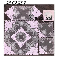 Ensemble de décoration de table en dentelle perlée, 16 pièces, chemin de table, sets de table, sous-verres pour mariage, hôtel, salle à manger, décoration de la maison