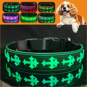 Personalized LED Light Leather Elegant Simple Multiple Color Durable Washable Pet Dog Adjustable Vest <b>Collar</b> for Walking Night - Product Image 1