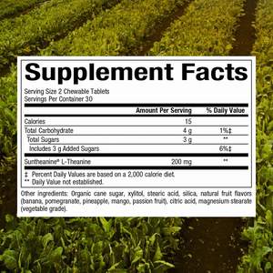 OEM/O Estresse Relaxar Mastigáveis <span class=keywords><strong>Suntheanine</strong></span> <span class=keywords><strong>L</strong></span>-<span class=keywords><strong>Theanine</strong></span> Pure Fatores Naturais Calma Mental Relaxamento Eficaz 60 comprimidos - Product Image 2