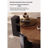 Table Basse de Salon Italienne Haut de Gamme en Bois Massif, Style Minimaliste Antique, Luxe Léger pour Petit Appartement