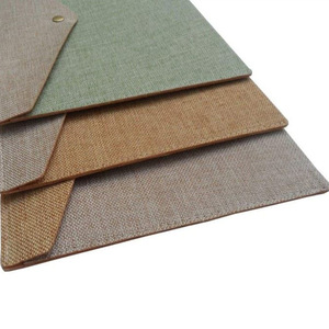 Simple faux linen felt document bag, <b>A4</b> size, snap-button document organizer, solid color fabric <b>file</b> bag. - Product Image 4
