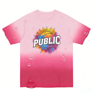 Camisetas de Manga Raglán con Teñido por Inmersión OEM, Gráficos Personalizados, Impresión DTG, Lavado Desgastado, Vintage, 100% Algodón Peinado, Camiseta de Moda para Hombre - Product Image 2