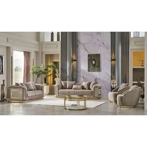 Sortie d'usine luxe européen or Rose jambe <span class=keywords><strong>blanc</strong></span> Chesterfield canapé <span class=keywords><strong>velours</strong></span> tissu bouton tufté salon canapé ensemble meubles - Product Image 1