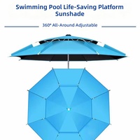 Chaise de sauvetage pour piscine, parasol spécial portable à angle réglable, épaissi, bleu, noir, en caoutchouc, double couche, robuste