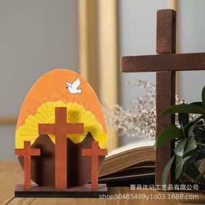 Cruz de Madera Decorativa de Pascua con Forma de Huevo, Color Madera Natural, Decoración de Mesa para Interiores, Decoración del Hogar - Product Image 4