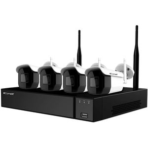 Kit de Vigilancia IP Wi-Fi Comelit, 4 Cámaras, 1 NVR, 1 TB, Almacenamiento en la Nube H.265, Visión Nocturna, Impermeable - Product Image 1