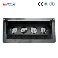 Boîtier de connectivité de table, argenté, 4 prises standard EU, noir