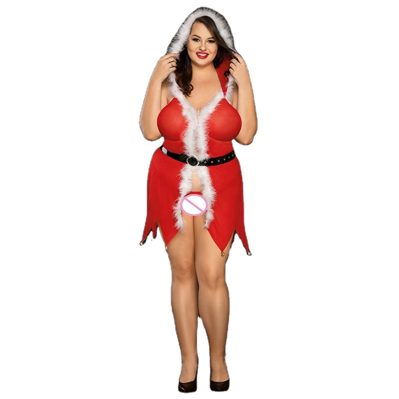 Roupa fantasia sensual feminina, cosplay de natal, sem alças, plus size, sexo, menina, traje feminino, transparente, sinos