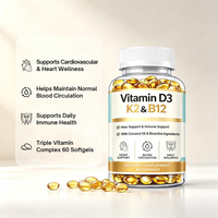 Capsules OEM ODM de Vitamine D3, K2 et B12 avec Huile de Coco : Soutien Nutritionnel pour la Santé Cardiaque et Complément pour le Système Immunitaire