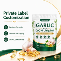 Gélules de CoQ10 Ubiquinol à l'ail de marque privée pour la santé cardiovasculaire, supplément nutritionnel à base d'extrait d'ail vieilli, OEM/ODM