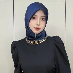 Nuevo Hiyab Cuadrado con Cadena y Pedrería Hecho a Mano para Mujeres Musulmanas, <span class=keywords><strong>Pañuelo</strong></span> de Cristal Estilo Arabia Saudita y Dubái, <span class=keywords><strong>Pañuelo</strong></span> Islámico para la <span class=keywords><strong>Cabeza</strong></span> - Product Image 5