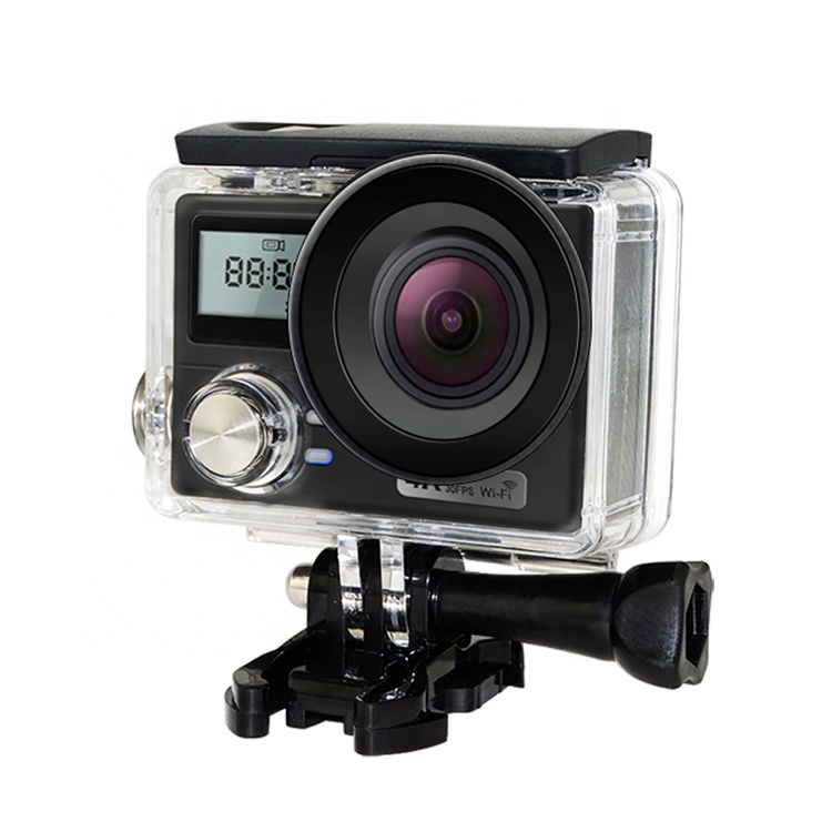 2,0 ''двойной экран Wifi Спорт Cam водонепроницаемая, выдерживающие погружение до 30 метров настоящий 4K 30 кадров в секунду Экшн-камера для наружного применения мото и автомобиля