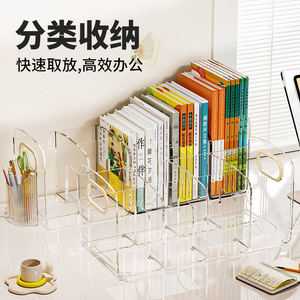 <b>Acrylic</b> Pen Holder With Partitions Round 2L Desktop <b>Storage</b> Box For Student Office Use - Product Image 5