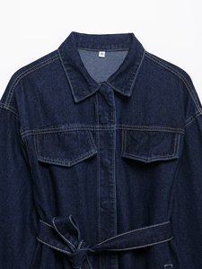 2025 Autumn Lady Street Outfits Lapel Single Breasted <strong>Jackets</strong> Pockets <strong>Straight</strong> Jeans Women Vintage Belt Denim <strong>Jacket</strong> Pants Set - Product Image 5