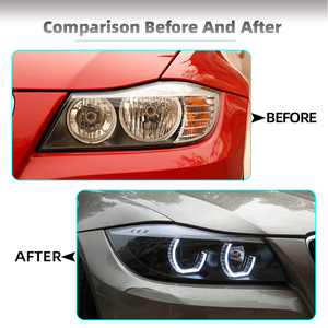 Gruppo Fari a LED per <span class=keywords><strong>BMW</strong></span> <span class=keywords><strong>Serie</strong></span> <span class=keywords><strong>3</strong></span> E90 2005-2012, DRL LED, Indicatori di Direzione, Lente Proiettore, Alloggiamento Nero, Fari 318i 320i 325i - Product Image 3