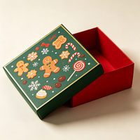 Boîte d'emballage en papier en stock, boîte cadeau de Noël pliable en carton, vente en gros, plusieurs tailles pour la vente au détail
